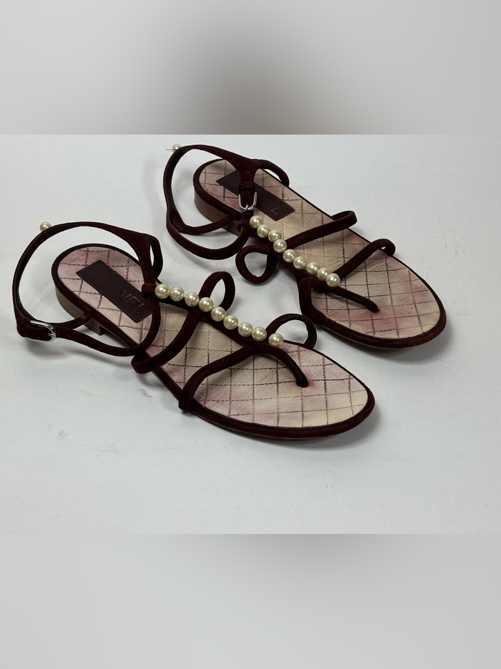 Chanel Strappy Pearl Thong Strappy Sandals 38